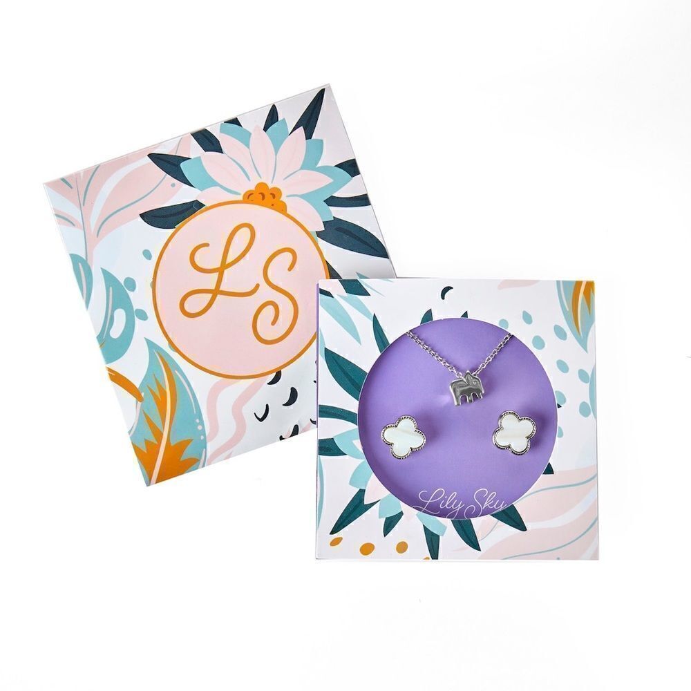 Lily Sky Elephant Necklace + Earrings Set